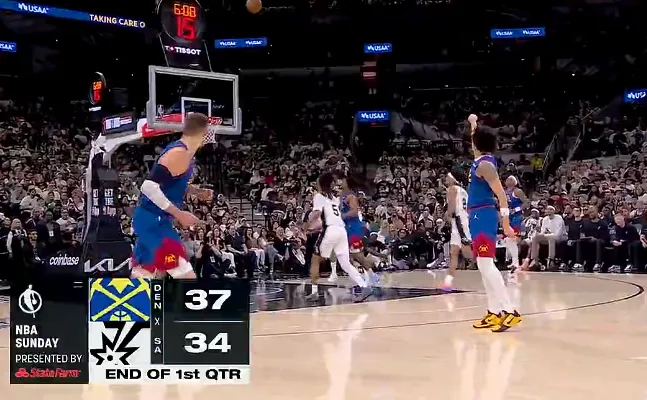 开云体育-约基奇打满12分钟拿到12分7篮板，掘金首节37-34领先马刺